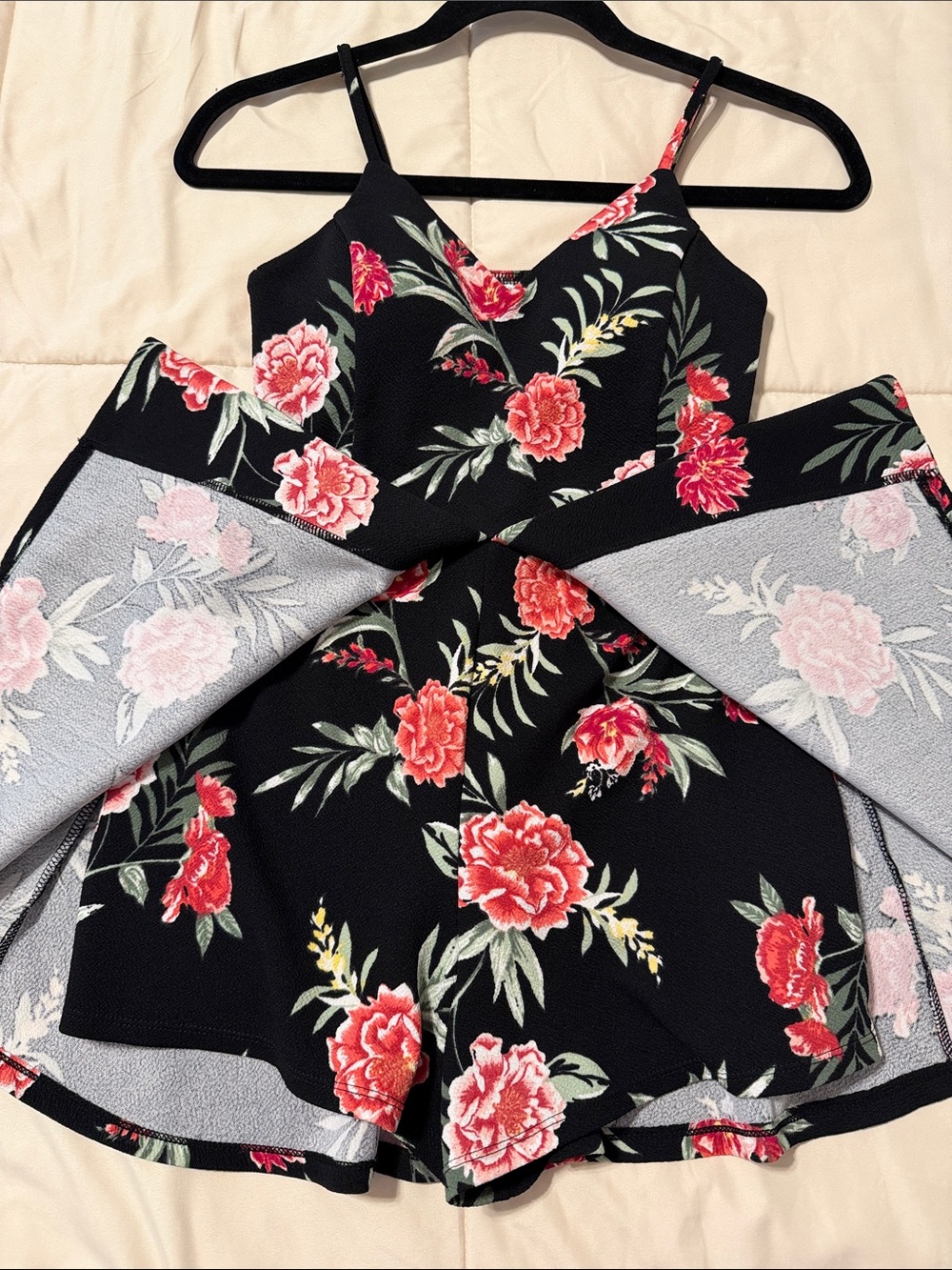 No Boundaries Black Floral Spaghetti-Strap Sundress - Picture 5 of 8